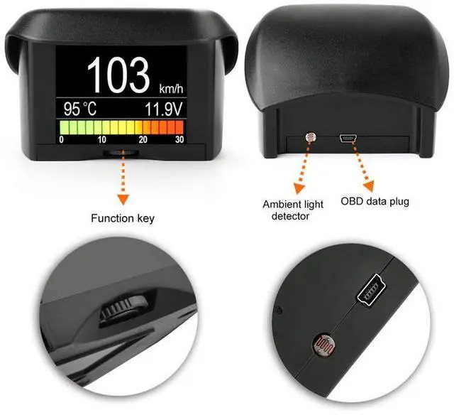 Alt view image 4 of 7 - OBD2 Car Digital Gauge HUD RPM, Water Temp, Voltage & Fuel Consumption Monitor, Engine Fault Scanner, Works on OBD2/CANBUS Vehicles