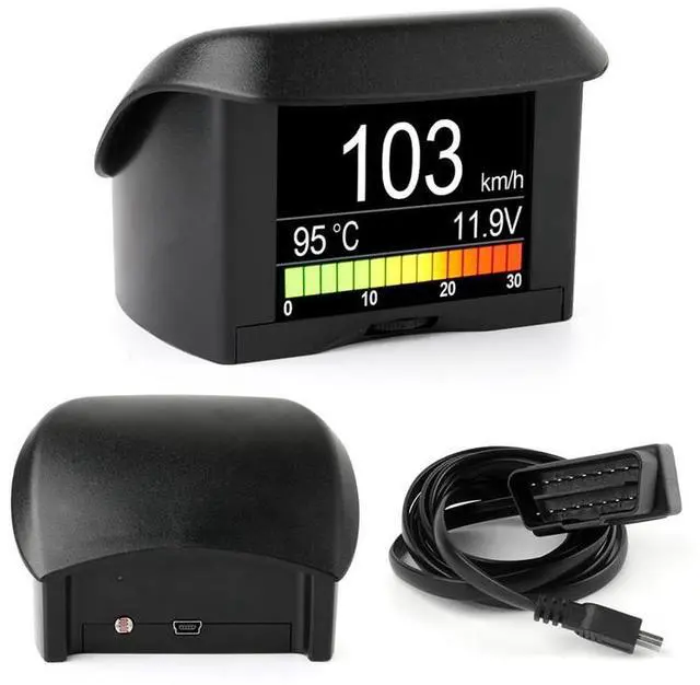 Main image of OBD2 Car Digital Gauge HUD RPM, Water Temp, Voltage & Fuel Consumption Monitor, Engine Fault Scanner, Works on OBD2/CANBUS Vehicles