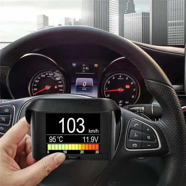 Alt view image 3 of 7 - OBD2 Car Digital Gauge HUD RPM, Water Temp, Voltage & Fuel Consumption Monitor, Engine Fault Scanner, Works on OBD2/CANBUS Vehicles