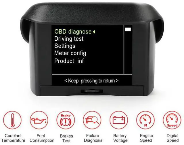 Alt view image 6 of 7 - OBD2 Car Digital Gauge HUD RPM, Water Temp, Voltage & Fuel Consumption Monitor, Engine Fault Scanner, Works on OBD2/CANBUS Vehicles