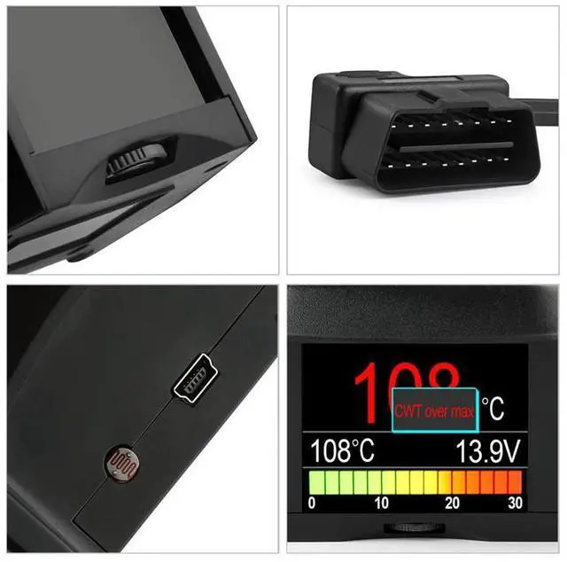 Alt view image 7 of 7 - OBD2 Car Digital Gauge HUD RPM, Water Temp, Voltage & Fuel Consumption Monitor, Engine Fault Scanner, Works on OBD2/CANBUS Vehicles