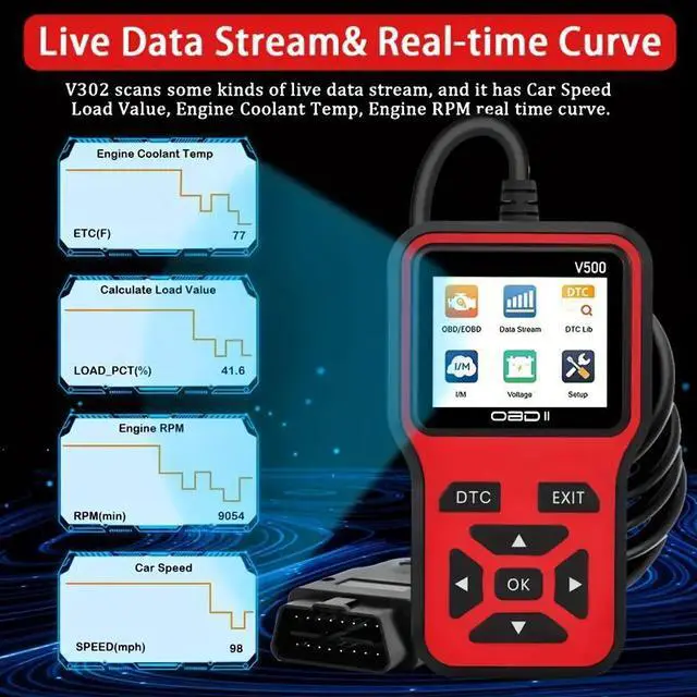 Alt view image 2 of 6 - V500 Automotive Diagnostic Tool OBD2 Engine Code Reader with Multi-Language