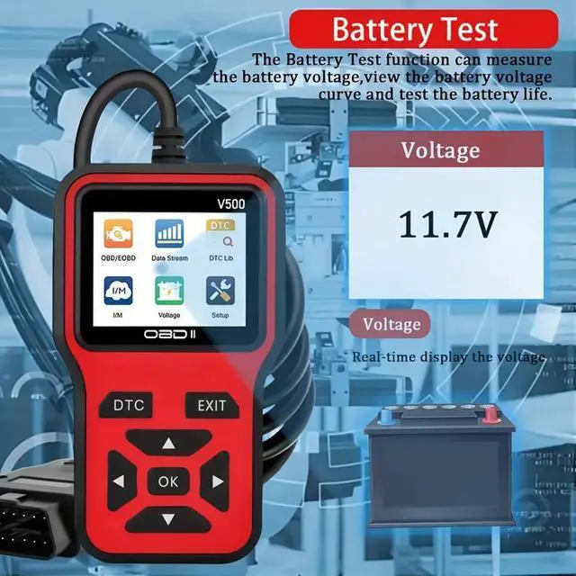 Alt view image 3 of 6 - V500 Automotive Diagnostic Tool OBD2 Engine Code Reader with Multi-Language