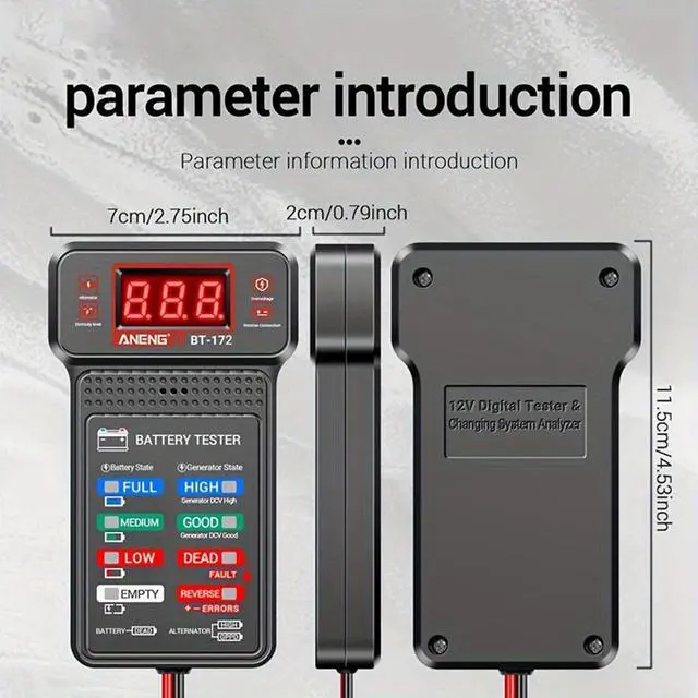Alt view image 2 of 5 - BT172 Car Battery Tester One-Key Life & Capacity Diagnosis, Smart Battery Analyzer