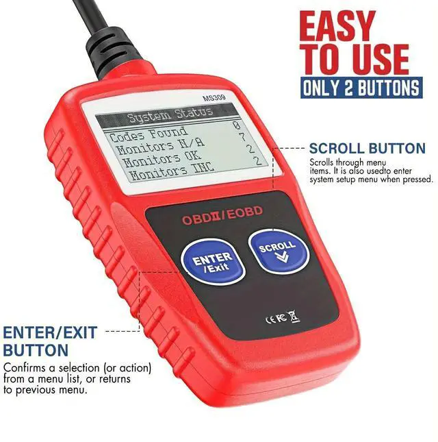 Alt view image 5 of 7 - MS309 Automotive Diagnostic Tool OBD2 Engine Code Reader & Clear with Fast Diagnostics, Multi-Language Display, Plug-and-Play No Battery Needed