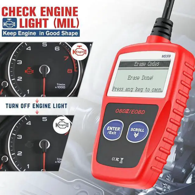 Alt view image 3 of 7 - MS309 Automotive Diagnostic Tool OBD2 Engine Code Reader & Clear with Fast Diagnostics, Multi-Language Display, Plug-and-Play No Battery Needed