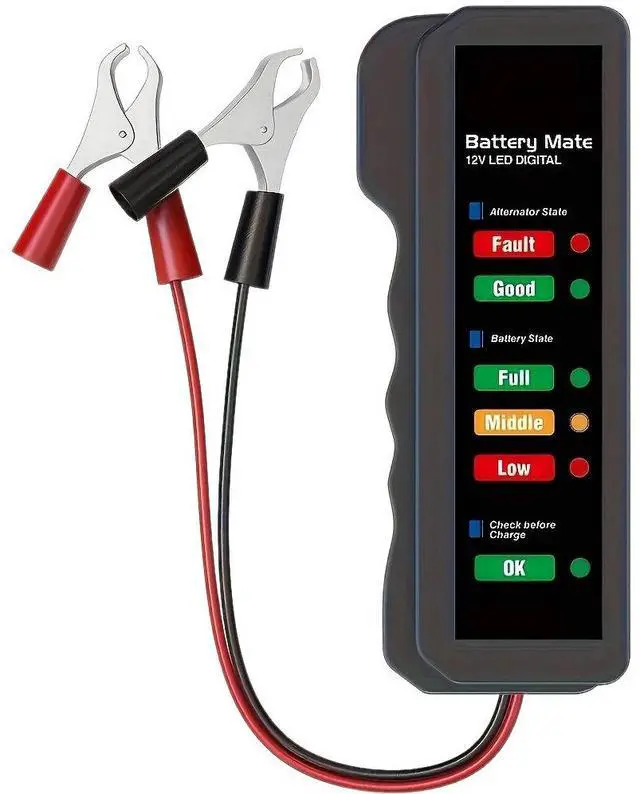 Main image of Portable 12V Car Battery Tester with Digital Display Automotive Battery Health Analyzer for Cranking, Charging System & Fault Diagnosis