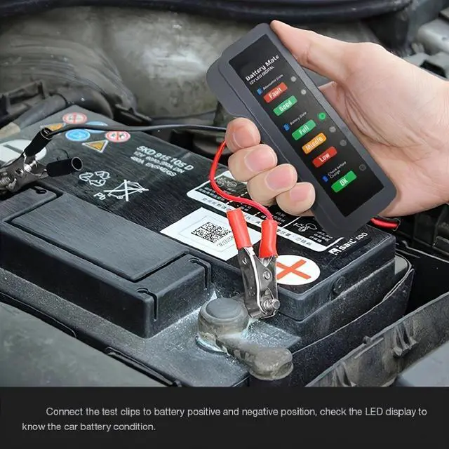 Alt view image 4 of 7 - Portable 12V Car Battery Tester with Digital Display Automotive Battery Health Analyzer for Cranking, Charging System & Fault Diagnosis