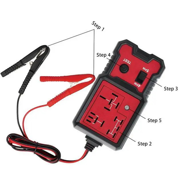 Alt view image 3 of 6 - 12V Relay Tester for 4 & 5 Pin Auto Relays Compact Diagnostic Tool with Battery Clips, Easy-to-Use Car Relay Analyzer for Electrical System Testing