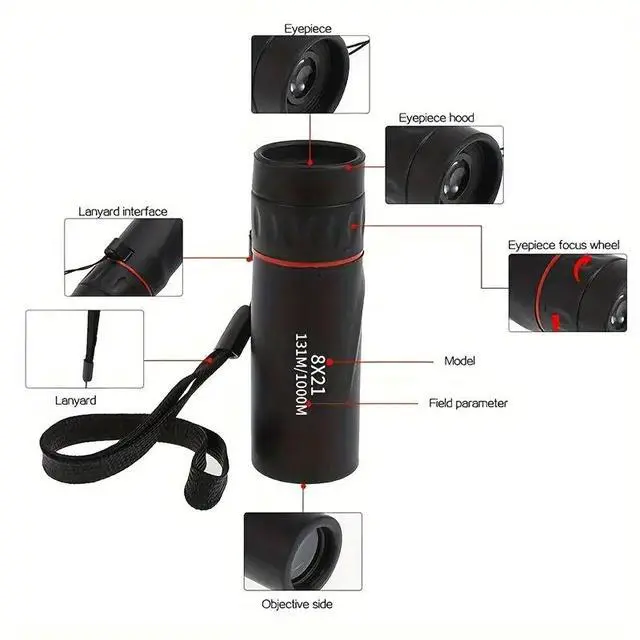 Alt view image 2 of 6 - 2000X24 Outdoor Monocular Telescope HD High-Power Mini Portable 2-in-1 for Phone & Eyes, Compact Pocket Handheld for Travel Birdwatching Adventure