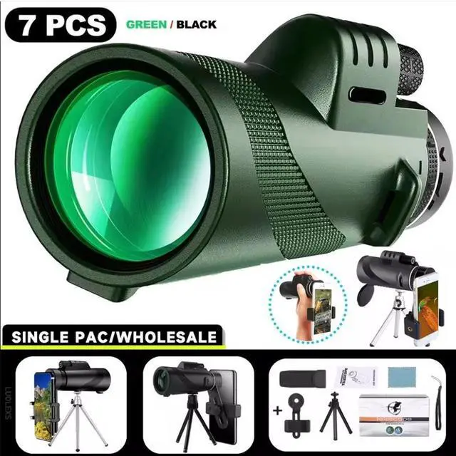 Main image of 80x100 Zoom Monocular Telescope HD High-Power for Outdoor Low-Light Conditions, Portable Zoom Scope for Birdwatching Travel Concerts