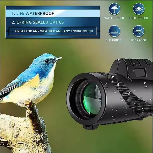 Alt view image 2 of 7 - 80x100 Zoom Monocular Telescope HD High-Power for Outdoor Low-Light Conditions, Portable Zoom Scope for Birdwatching Travel Concerts