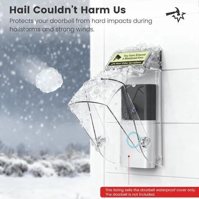 Alt view image 3 of 7 - Wireless Smart Doorbell Waterproof Cover Transparent Splash-Proof Outdoor Protective Case for CACAZI Self-Powered Doorbell Button