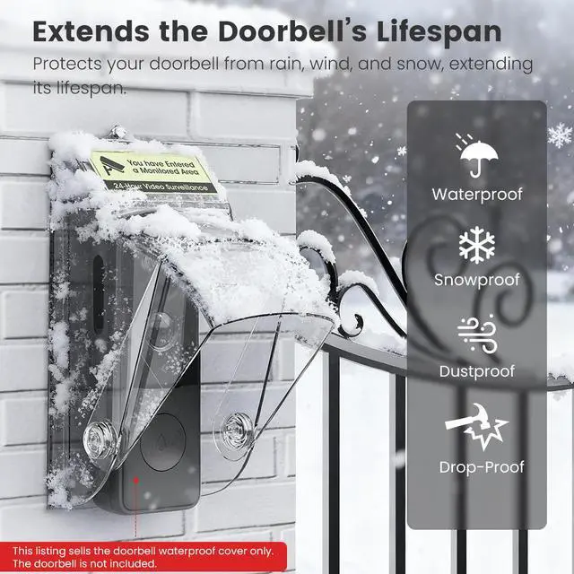 Alt view image 4 of 7 - Wireless Smart Doorbell Waterproof Cover Transparent Splash-Proof Outdoor Protective Case for CACAZI Self-Powered Doorbell Button