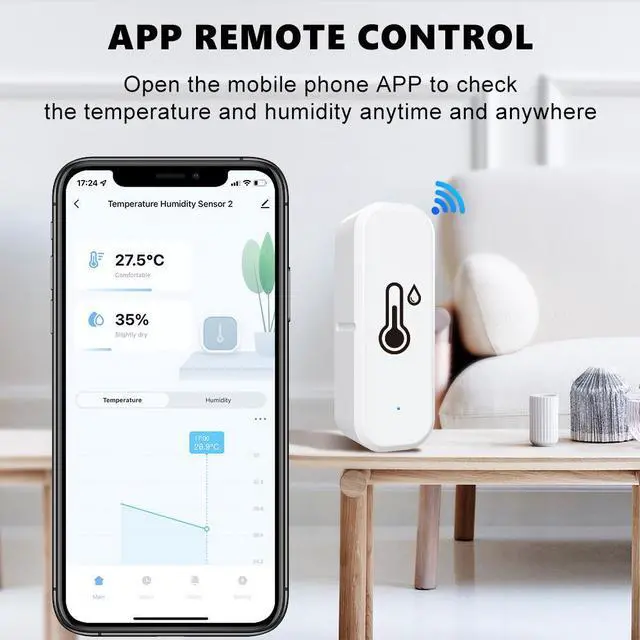 Alt view image 4 of 7 - WiFi Wireless Temperature Humidity Sensor Smart Indoor Thermometer Hygrometer Detector for Home, APP Remote Monitoring
