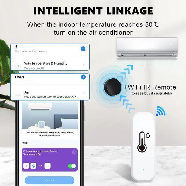 Alt view image 5 of 7 - WiFi Wireless Temperature Humidity Sensor Smart Indoor Thermometer Hygrometer Detector for Home, APP Remote Monitoring