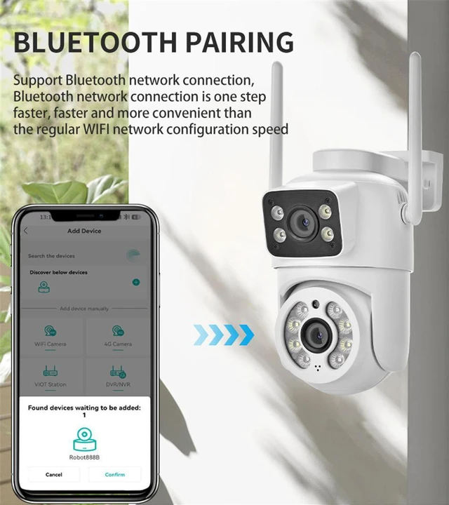 Alt view image 7 of 7 - V380 Dual-Lens WiFi Security Camera Full-Color Night Vision, Outdoor PTZ & Bullet Combo, Human Tracking, Two-Way Audio, US