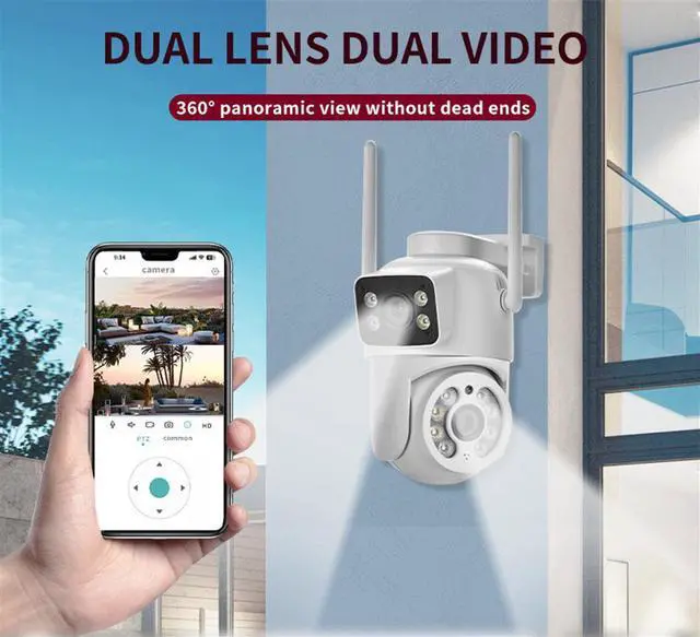 Alt view image 6 of 7 - V380 Dual-Lens WiFi Security Camera Full-Color Night Vision, Outdoor PTZ & Bullet Combo, Human Tracking, Two-Way Audio, US