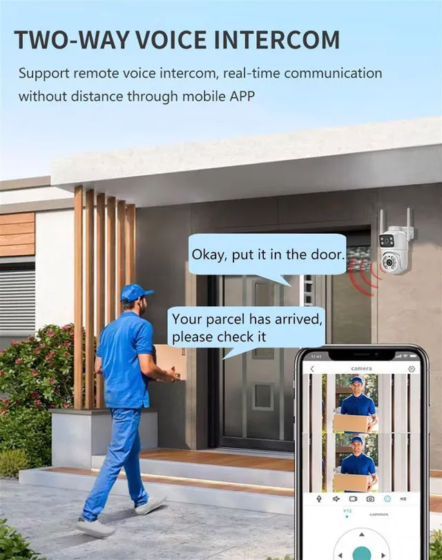 Alt view image 5 of 7 - V380 Dual-Lens WiFi Security Camera Full-Color Night Vision, Outdoor PTZ & Bullet Combo, Human Tracking, Two-Way Audio, US
