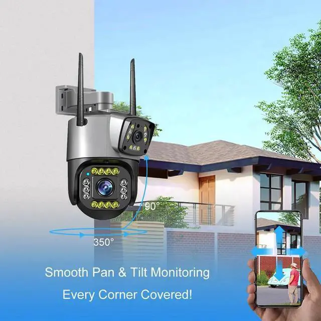 Alt view image 6 of 7 - V380 Dual-Lens PTZ & Bullet Security Camera 4G Voice Intercom, Smart Motion Detection, Indoor/Outdoor, IP66 Waterproof, Full-Color Night Vision