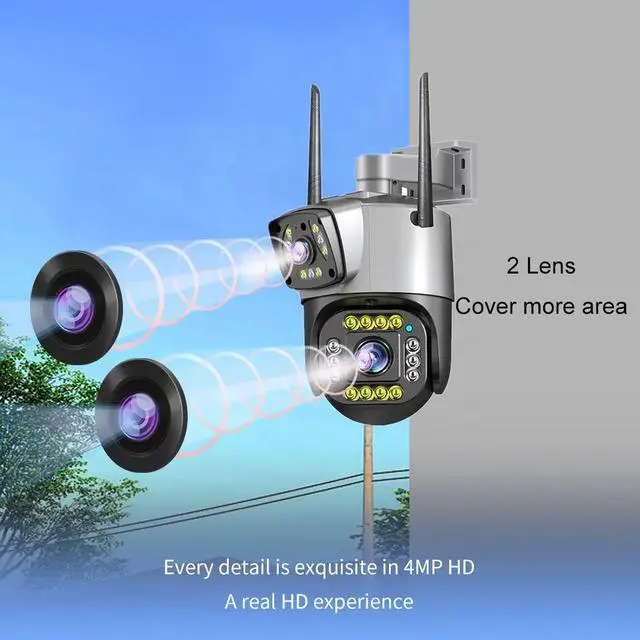 Alt view image 5 of 7 - V380 Dual-Lens PTZ & Bullet Security Camera 4G Voice Intercom, Smart Motion Detection, Indoor/Outdoor, IP66 Waterproof, Full-Color Night Vision