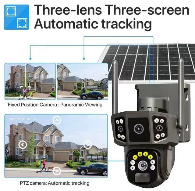Alt view image 2 of 4 - V380 Pro Solar-Powered Low-Power Security Camera 6MP WiFi HD Night Vision, Outdoor Waterproof, AI Motion Detection, Two-Way Audio