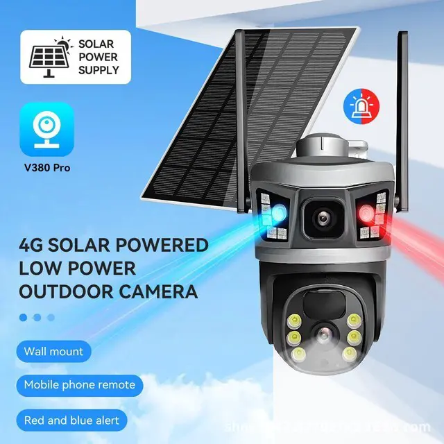 Alt view image 5 of 7 - Solar Security Camera 3-Lens WiFi Full-Color Night Vision, Low-Power Outdoor Surveillance, AI Motion Detection, Two-Way Audio