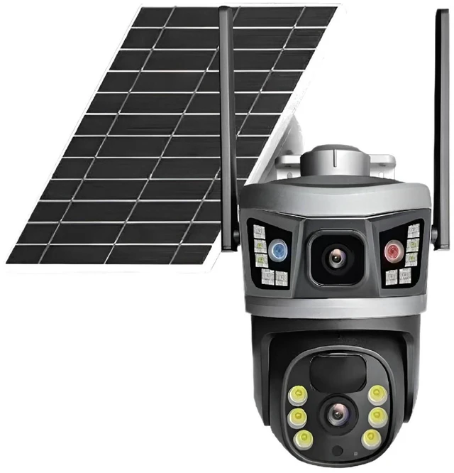Alt view image 7 of 7 - Solar Security Camera 3-Lens WiFi Full-Color Night Vision, Low-Power Outdoor Surveillance, AI Motion Detection, Two-Way Audio