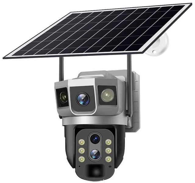 Main image of Solar Security Camera 3-Lens WiFi Full-Color Night Vision, Low-Power Outdoor Surveillance, AI Motion Detection, Two-Way Audio