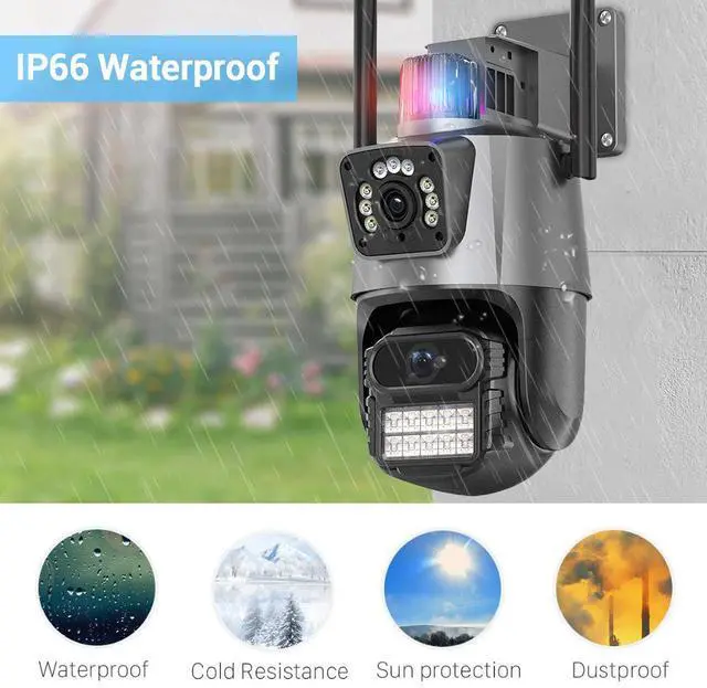 Alt view image 7 of 7 - P11 Dual-Lens PTZ & Fixed Security Camera 4MP Wireless WiFi Outdoor, Remote Viewing, Full-Color Night Vision, Two-Way Audio, US Plug
