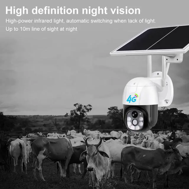 Alt view image 3 of 7 - V380 Solar Security Camera 4G/WiFi Outdoor Wireless, Full-Color Night Vision, Pan/Tilt, Two-Way Audio, IP66, Remote View via App
