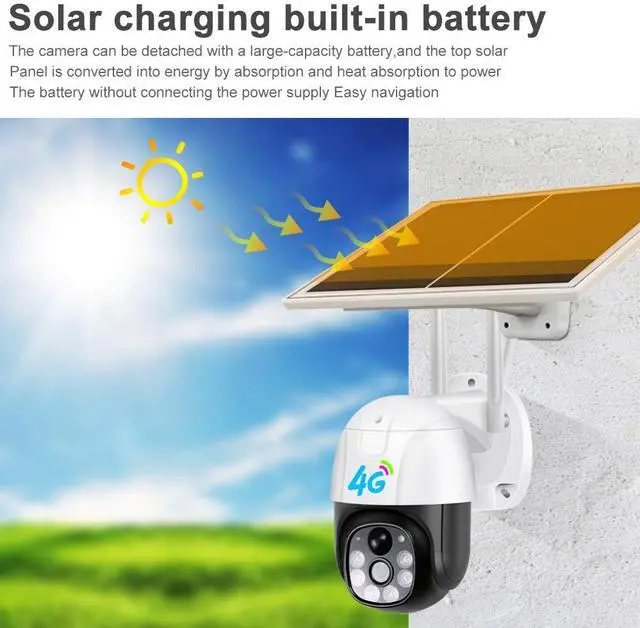 Alt view image 5 of 7 - V380 Solar Security Camera 4G/WiFi Outdoor Wireless, Full-Color Night Vision, Pan/Tilt, Two-Way Audio, IP66, Remote View via App