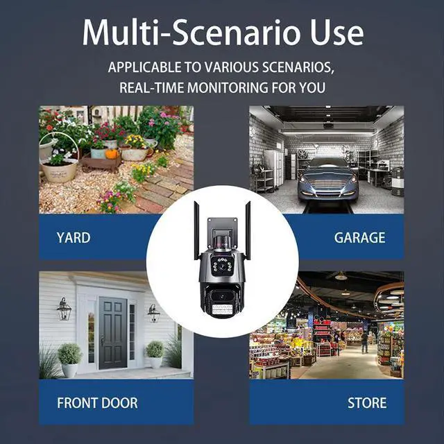 Alt view image 3 of 7 - P11 Dual-Lens PTZ & Fixed Security Camera 4MP Wireless WiFi Outdoor, Remote Viewing, Full-Color Night Vision, Two-Way Audio, US Plug