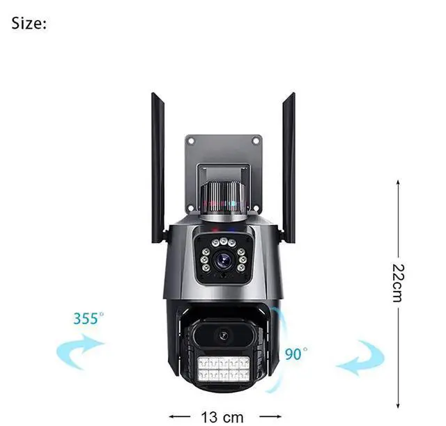 Alt view image 7 of 7 - P11 Dual-Lens PTZ & Fixed Security Camera 4MP Wireless WiFi Outdoor, Remote Viewing, Full-Color Night Vision, Two-Way Audio, US Plug