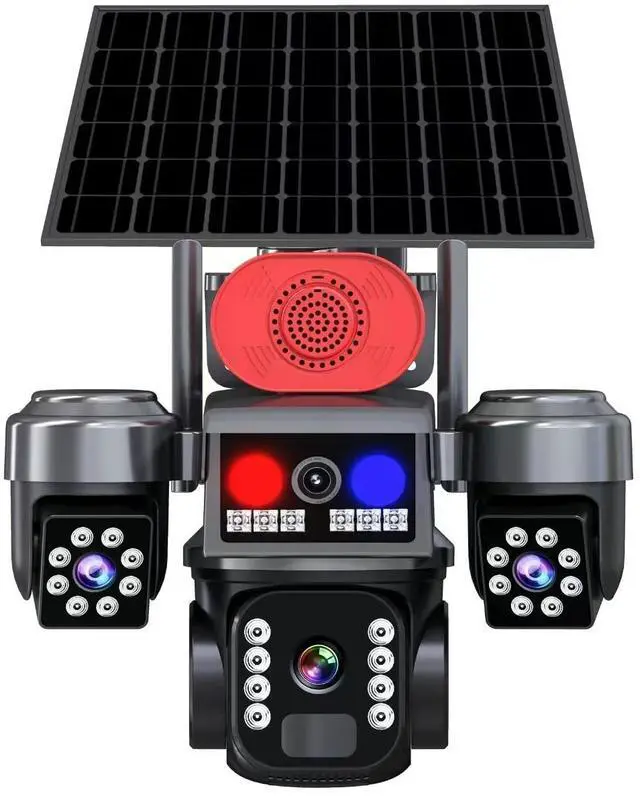 Main image of V380 Pro Solar 3-Lens Security Camera Outdoor 6MP Triple-Screen 4G, Full-Color Night Vision, Red & Blue Light Alarm, Low-Power PTZ, IP66