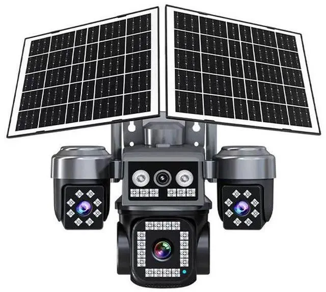 Alt view image 7 of 7 - V380 Pro Solar 3-Lens Security Camera Outdoor 6MP Triple-Screen 4G, Full-Color Night Vision, Red & Blue Light Alarm, Low-Power PTZ, IP66