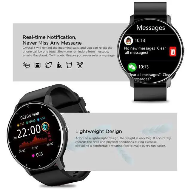 Alt view image 2 of 5 - ZL02 Smart Sports Watch Bluetooth Call, Heart Rate/SpO2/BP/Sleep Monitor, Voice Assistant