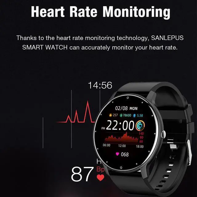 Alt view image 3 of 5 - ZL02 Smart Sports Watch Bluetooth Call, Heart Rate/SpO2/BP/Sleep Monitor, Voice Assistant