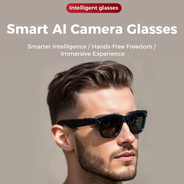 Alt view image 2 of 6 - M01 Smart Video Glasses 1080P HD Camera, AI Object Recognition, Real-Time Translation, 5MP Video Recording, Smart Glasses for Travel & Learning - Sunglass lenses