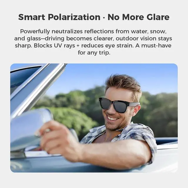 Alt view image 3 of 6 - M01 Smart Video Glasses 1080P HD Camera, AI Object Recognition, Real-Time Translation, 5MP Video Recording, Smart Glasses for Travel & Learning - Sunglass lenses