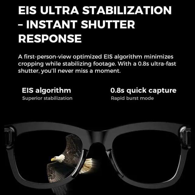Alt view image 6 of 6 - M01 Smart Video Glasses 1080P HD Camera, AI Object Recognition, Real-Time Translation, 5MP Video Recording, Smart Glasses for Travel & Learning - Sunglass lenses