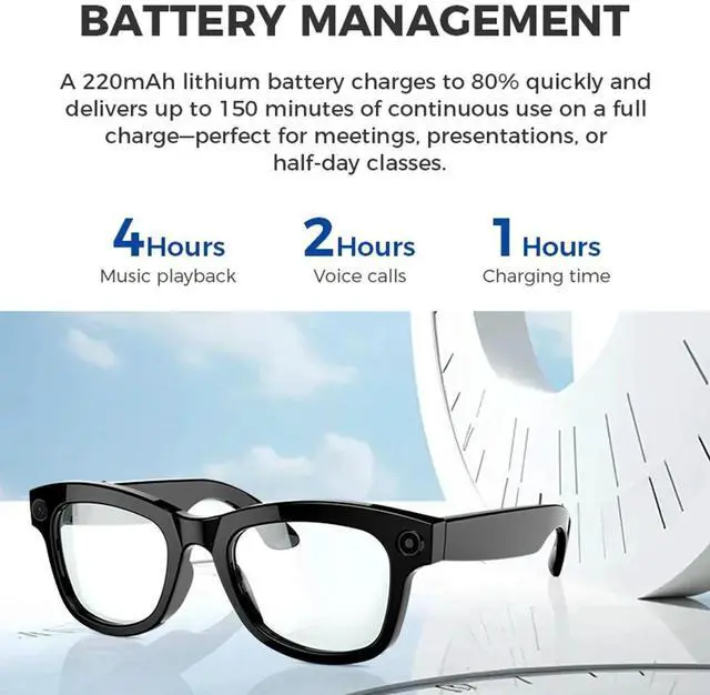 Alt view image 2 of 6 - M01 Smart Video Glasses 1080P HD Camera, AI Object Recognition, Real-Time Translation, 5MP Video Recording, Smart Glasses for Travel & Learning - Transparent lenses