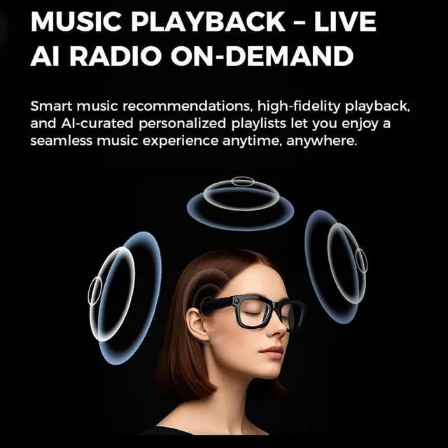 Alt view image 6 of 6 - M01 Smart Video Glasses 1080P HD Camera, AI Object Recognition, Real-Time Translation, 5MP Video Recording, Smart Glasses for Travel & Learning - Transparent lenses