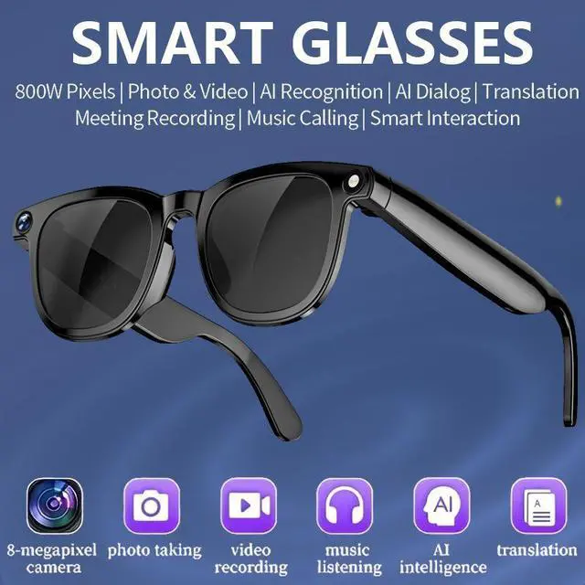 Alt view image 3 of 6 - CY01 Smart Glasses Multi-Function Video Recording, Photo, Bluetooth Calling & Real-Time Translation AI Glasses with Camera
