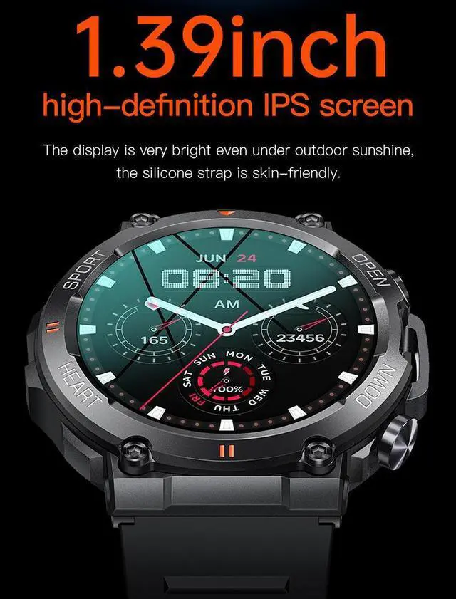 Alt view image 2 of 4 - K56 Pro Smart Watch Bluetooth Calling, Outdoor Watch Face, Step Counter, 3D Sports, Heart Rate & SpO2 Monitor, Waterproof Rugged Design - black