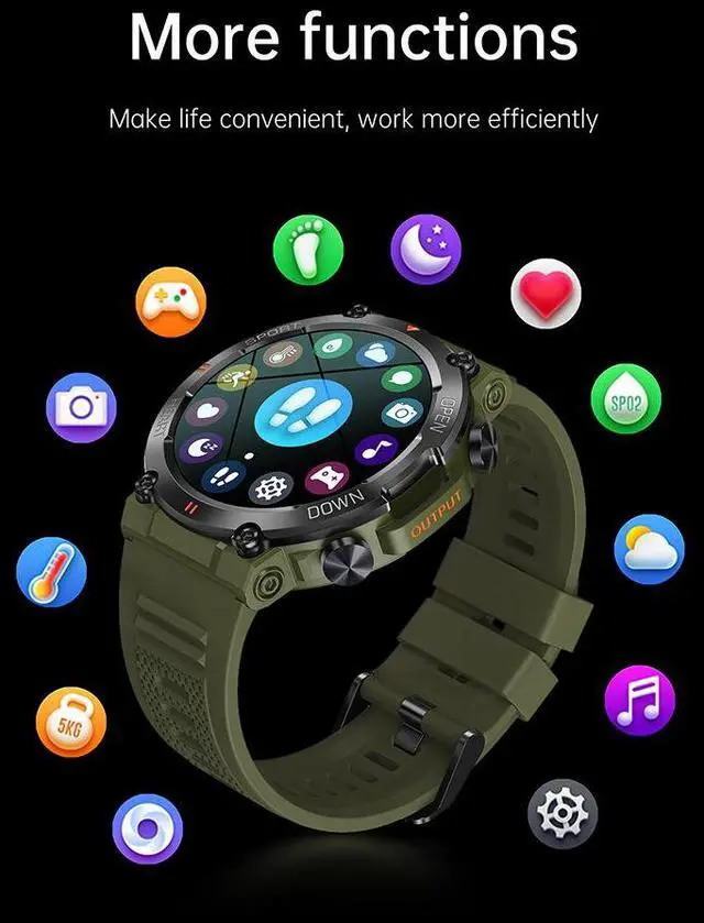 Alt view image 3 of 4 - K56 Pro Smart Watch Bluetooth Calling, Outdoor Watch Face, Step Counter, 3D Sports, Heart Rate & SpO2 Monitor, Waterproof Rugged Design - black