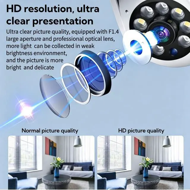 Alt view image 7 of 7 - Wireless WiFi Security Camera HD Pan/Tilt, Full-Color Night Vision, Two-Way Audio, Motion Detection, Remote Viewing via App, Indoor/Outdoor - white