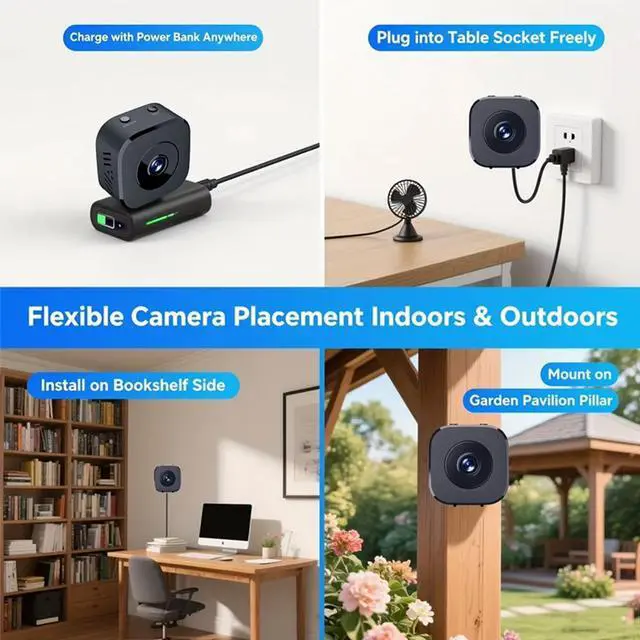 Alt view image 5 of 7 - Wireless Smart Home Security Camera HD WiFi Indoor/Outdoor Surveillance, Real-Time Remote Viewing via App, Two-Way Audio, Night Vision, Motion Detection - black