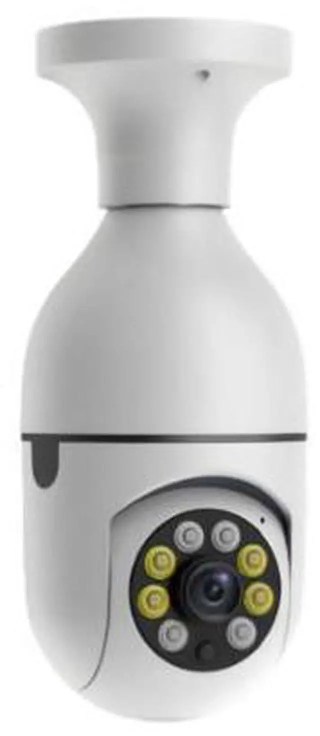 Main image of Panoramic Light Bulb Security Camera Wireless WiFi, Pan/Tilt, Full-Color Night Vision, Two-Way Audio, Motion Detection, Indoor/Outdoor - white