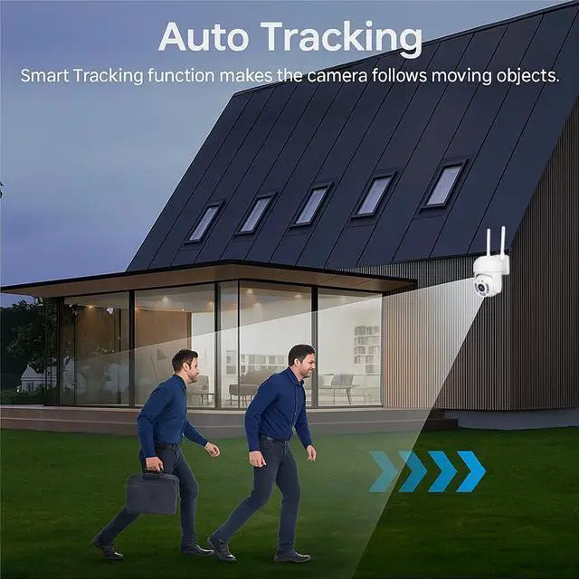 Alt view image 7 of 7 - High-Definition WiFi PTZ Security Camera Remote Control, Night Vision, Indoor/Outdoor Surveillance, Two-Way Audio, Motion Detection, App View - white